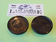 97-7034  TRIUMPH T140  1979-83   PLASTIC FORK TOP CAPS 'NEW'  UK MADE