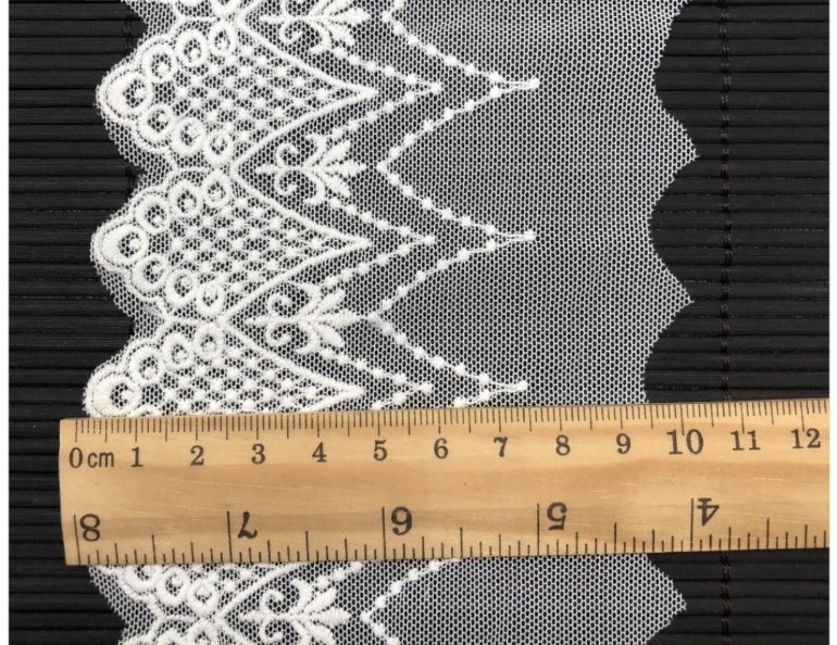 1m Spitzenband Tüllspitze Häkelborte breite Bordüre Gestrickt weiß 95mm SP53