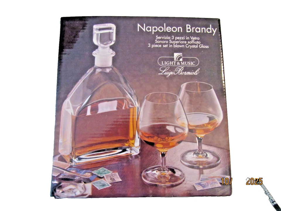 Juego de jarra y 2 vasos de brandy Luigi Bormioli Italia Napoleón nuevo en caja 27 oz Foto 2 de 4