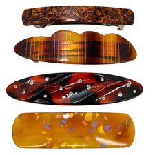 Lot of 4 Large Hair Barrettes - Earthy Classic Looks - Office Hair