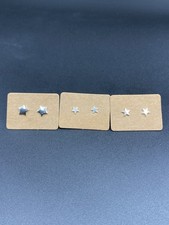 3 Pairs Of Sterling Silver Star Stud Earrings - All Are Different Sizes