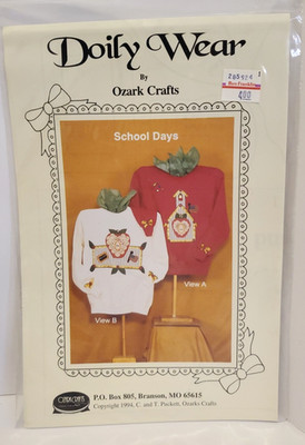 Vtg ''School Days'' 1994 Doily Wear by Ozark Crafts Applique Pattern # 824 UNCUT