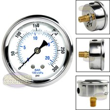 300 Psi Air Pressure Gauge Liquid Filled Center Back Mount With 2.5 Face 300 Psi Air Pressure Gauge Liquid Filled Center Back Mount With 2.5 Face