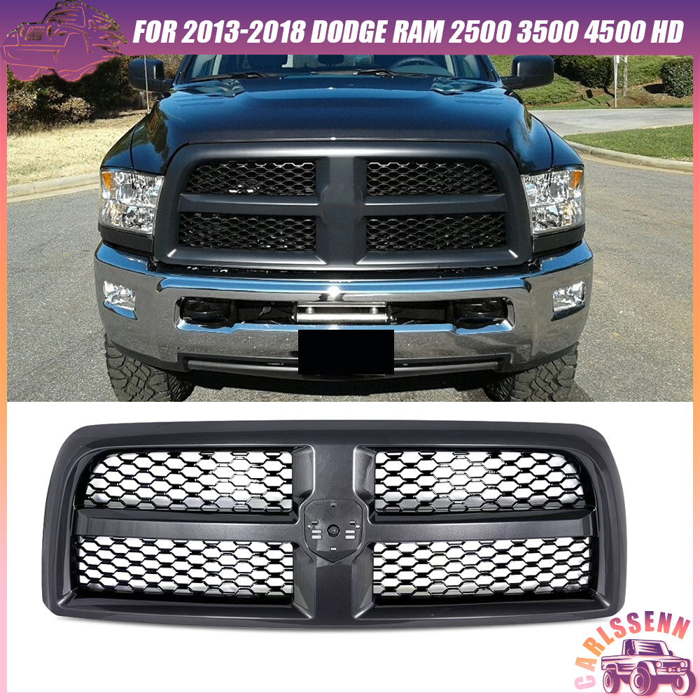Granite Crystal Metallic Grille Black Mesh For 2013-18 RAM 2500 3500 Tradesman