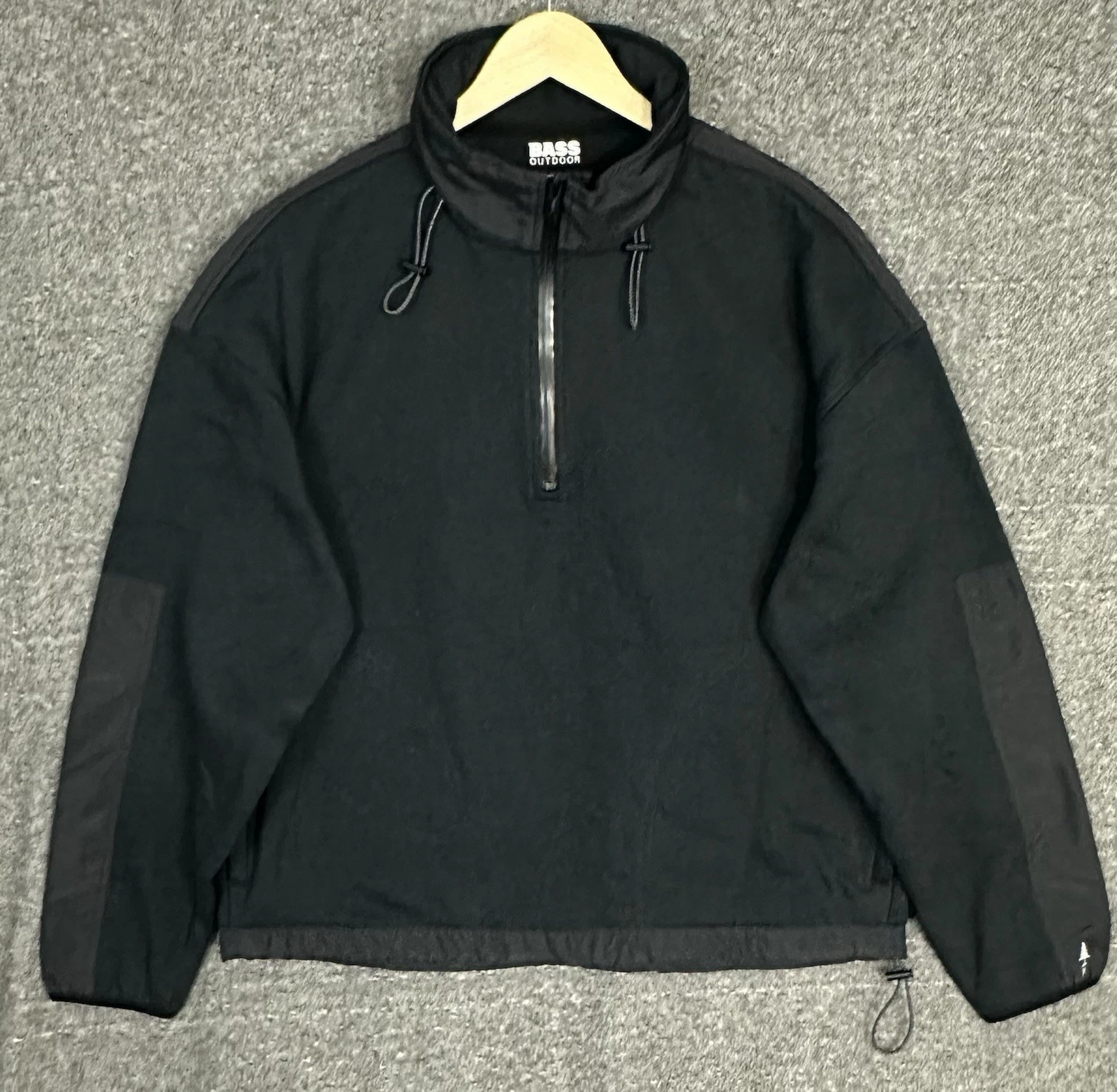 Bass Outdoor Men’s L Black Beauty 1/4 Zip Fleece Pullover Jacket Warm Casual