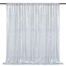 Silver Sequin Backdrop 7x7 Ft Glitter Photo Booth Curtains Wall Decor
