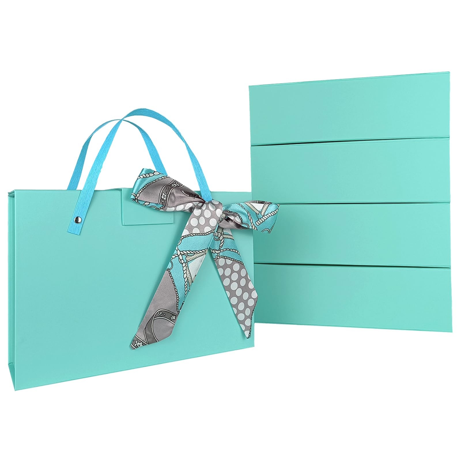 Teal Gift Box 5 Pack with Lids and Handles 11x7.6x3.5 Inches Large-image