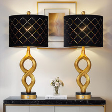 Rinweey Black and Gold Table Lamps Set of 2 for Living Room, 30" Tall Touch Cont