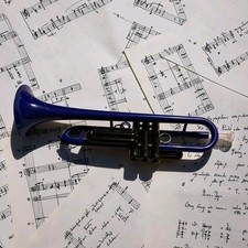 PAMPET Plastic Bb Trumpet Blue Lightweight Student Horn Set Bag Strap Valves