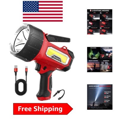 High-Power Rechargeable LED Spotlight: 2000,000 Lumens with Emergency Features