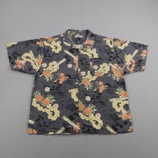 Vintage Tommy Bahama Shirt XL Gray Silk Hawaiian Island Rookie Baseball Aloha