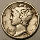 1945 S Mercury Dime Micro S 90% Silver VF-EF  Actual Coin Pictured - Not Cleaned