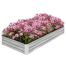 Galvanized Garden Bed, 8x4x1ft Outdoor Raised Garden Bed for Vegetables Flowers