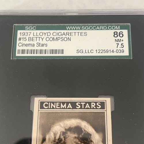 1937 Lloyd Sigarettes Tabacco Card Cinema Stars #15 Betty Compson SGC 86 POP 1 - Foto 5 di 6