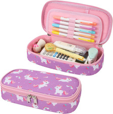 Pencil Case for Girls - Cute Zipper Pencil Pouch for Girls Sparkly Kids Pencil B