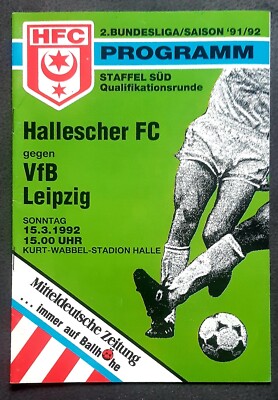 Programme qualifying round 91/92 Hallescher FC VFB Leipzig FC locomotive football HFC hall