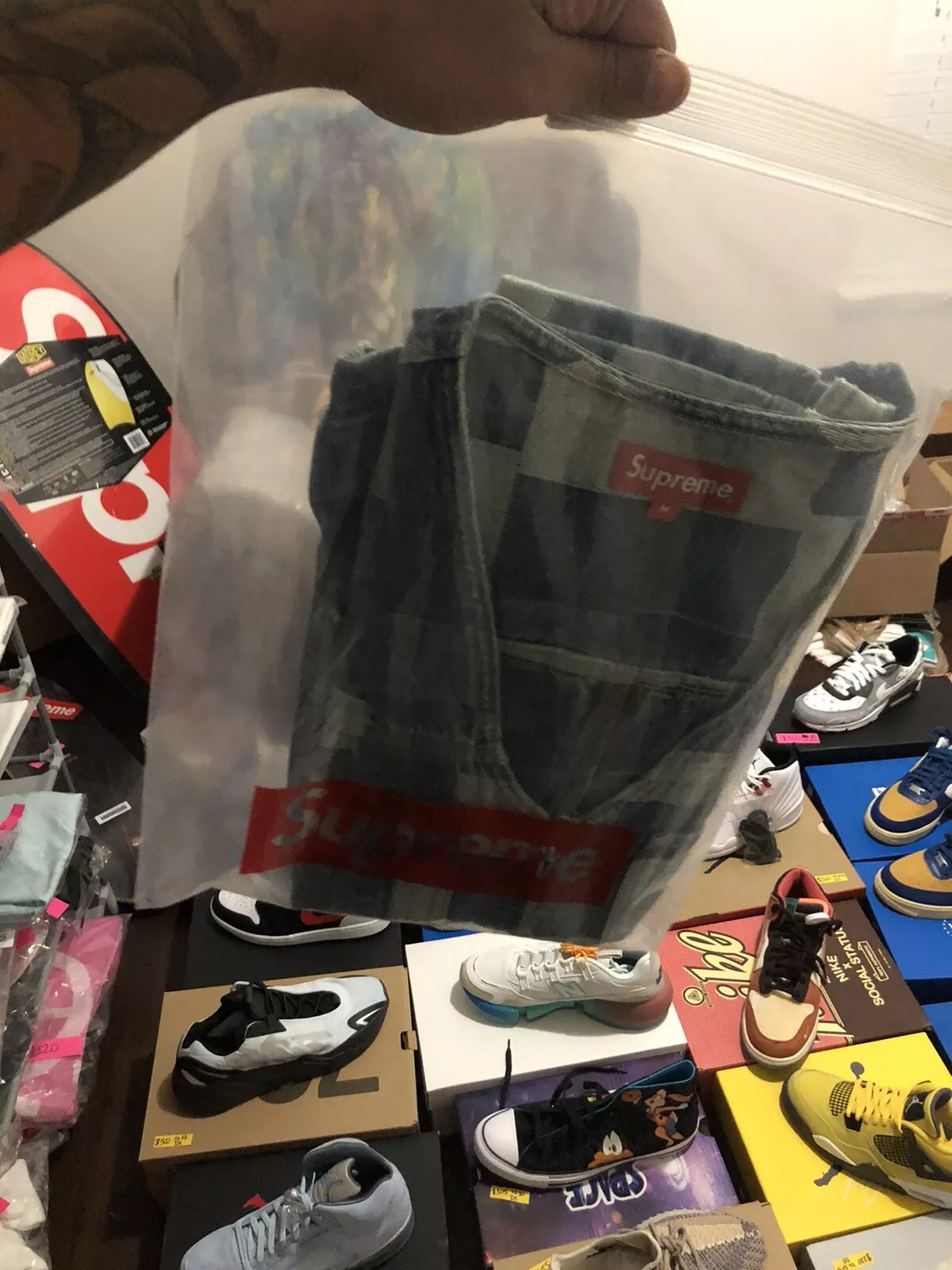 Gilet en denim patché Supreme taille bleu moyen SS21 neuf
