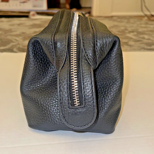 Mark And Graham Harvey Leather Zipper Pouch Dopp Black No Monogram - Picture 2 of 7