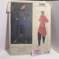 Vintage Vogue Gianni Versace Sewing Pattern Misses 10 Tunic Pants Label Uncut