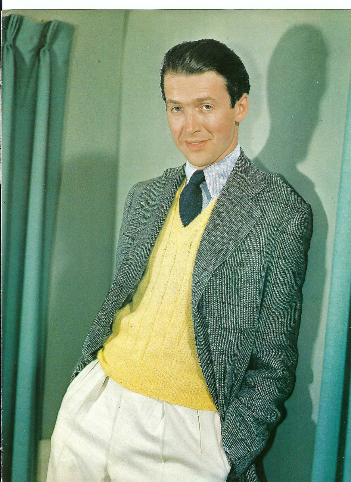 JAMES STEWART VINTAGE COLOR PHOTO HOLLYWOOD ACTOR 1938 STUNNING PORTRAIT