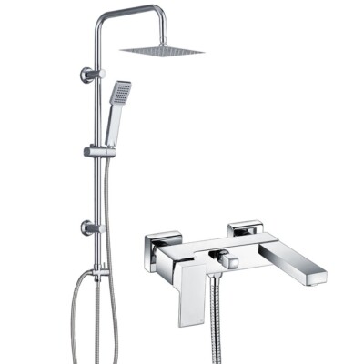 Moderne Chrom Wandmontage Badewanne Dusche Mischbatterie mit 3 Wege Starre Erhöhung Dusche
