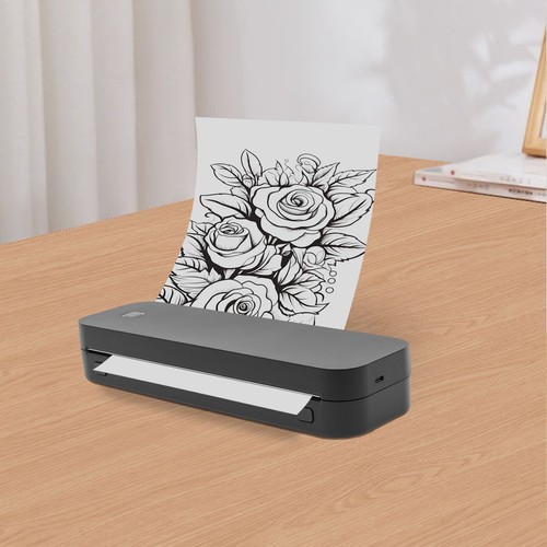 Schwarz Thermo-Schablonendrucker Kabelloser Tragbare Ticket Dokumente Drucker - Afbeelding 5 van 24