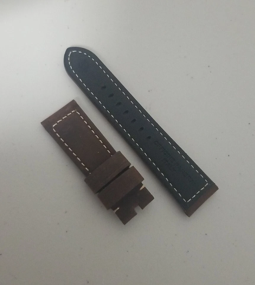 Reloj Panerai 24 mm Marrón Assolutamente Cuero OEM Correa de Gamuza para Hebilla Tang Foto 3 de 4