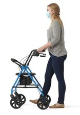 Medline Guardian MDS86840EBS Basic Steel Rollator Walker w/ 6  Wheels Light Blue