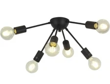  6-Light Sputnik Chandelier Black Mid Century Modern Ceiling Light 