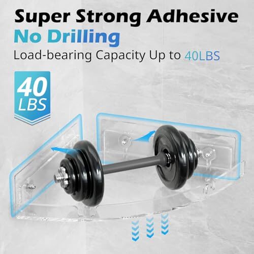 2 Pack Acrylic Corner Shower Caddy, Clear Corner Shower Shelf with 4 Hooks, 