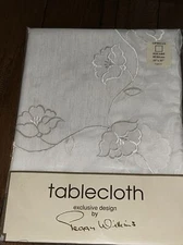 Peggy Wilkins Ophelia Floral Embroidered Square Tablecloth 33” X 33” Free Ship
