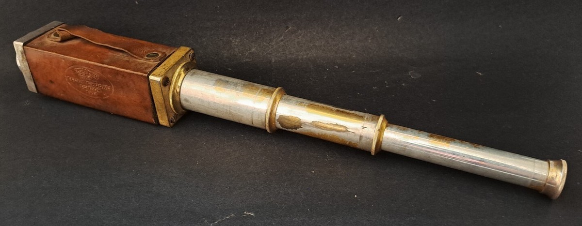 Longue-vue Télescope Style Victorien – Kelvin & Hughes – Cuir Et Laiton – Reproduction