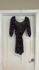 $250 Reformation Black Pink Floral wrap Mini Dress Size Small