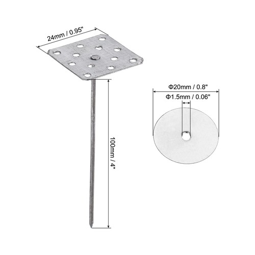 80 Pack 4 Inch Perforated Insulation Pins with Round Washers Aluminum Nails - Picture 2 of 6