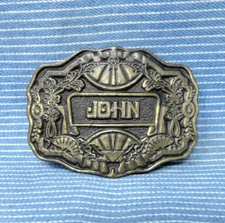 JOHN Belt Buckle Name Boho Hippie Cowboy Vintage 1970s Oden Inc          .GTA458