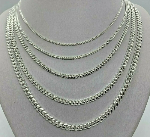 925 Sterling Silver SOLID Miami Cuban Link Chains MEN'S WOMEN'S 2mm-5mm 16"-30" - product listing photo