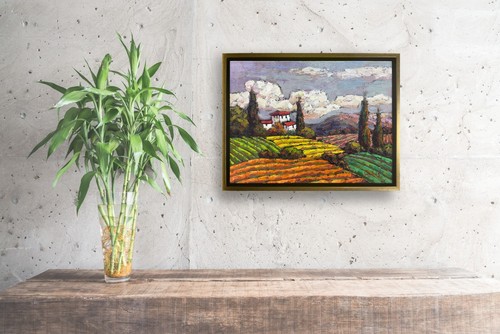 Hungryartist -Original Oil Painting of Landscape on Canvas 12x16 Framed - Picture 2 of 7