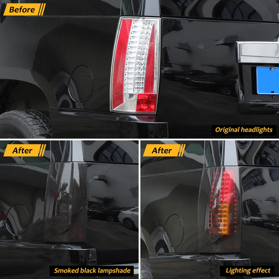Cubierta de luz trasera ahumada para Cadillac Escalade 2007-2014 Blackout Overlay Len Foto 2 de 4