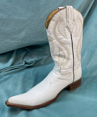 Vintage Donaldo Mens Leather White Cowboys Boots Made In  display picture 2