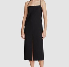 $395 Halston Women's Black Stretch Crepe Slipdress Size 12