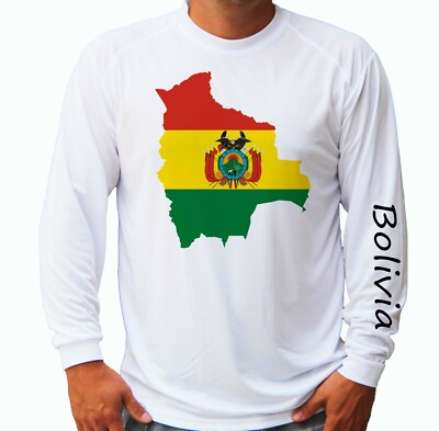 Bolivia Flag Map Fishing Boat Sport Long Sleeve UPF 30 T-Shirt UV Protection