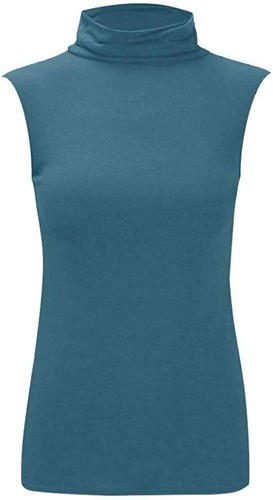 Womens Stretchy Polo Turtle Neck Plain Top Ladies Sleeveless Casual Wear Top - Picture 31 of 38