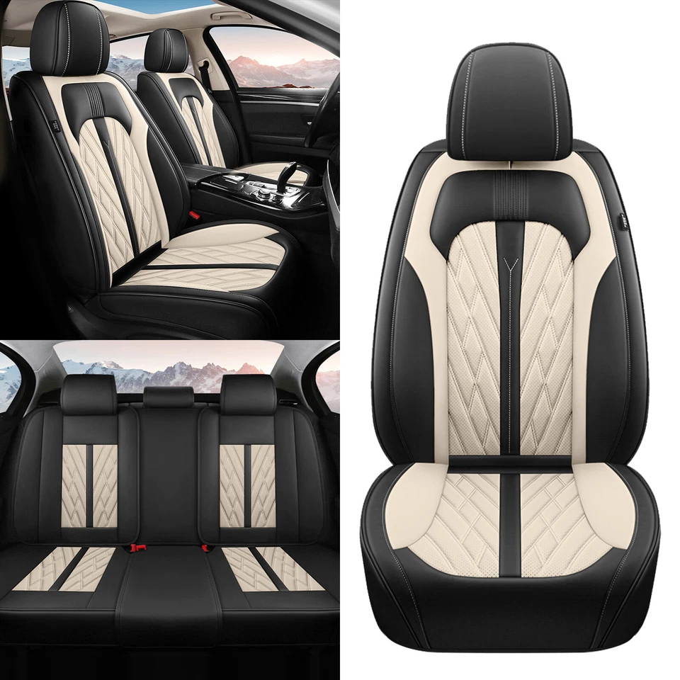 For AUDI A6 2000-2024 Faux Leather Car 5-Seat Covers Set Full Set Protector Pad - Imagem 2 de 4