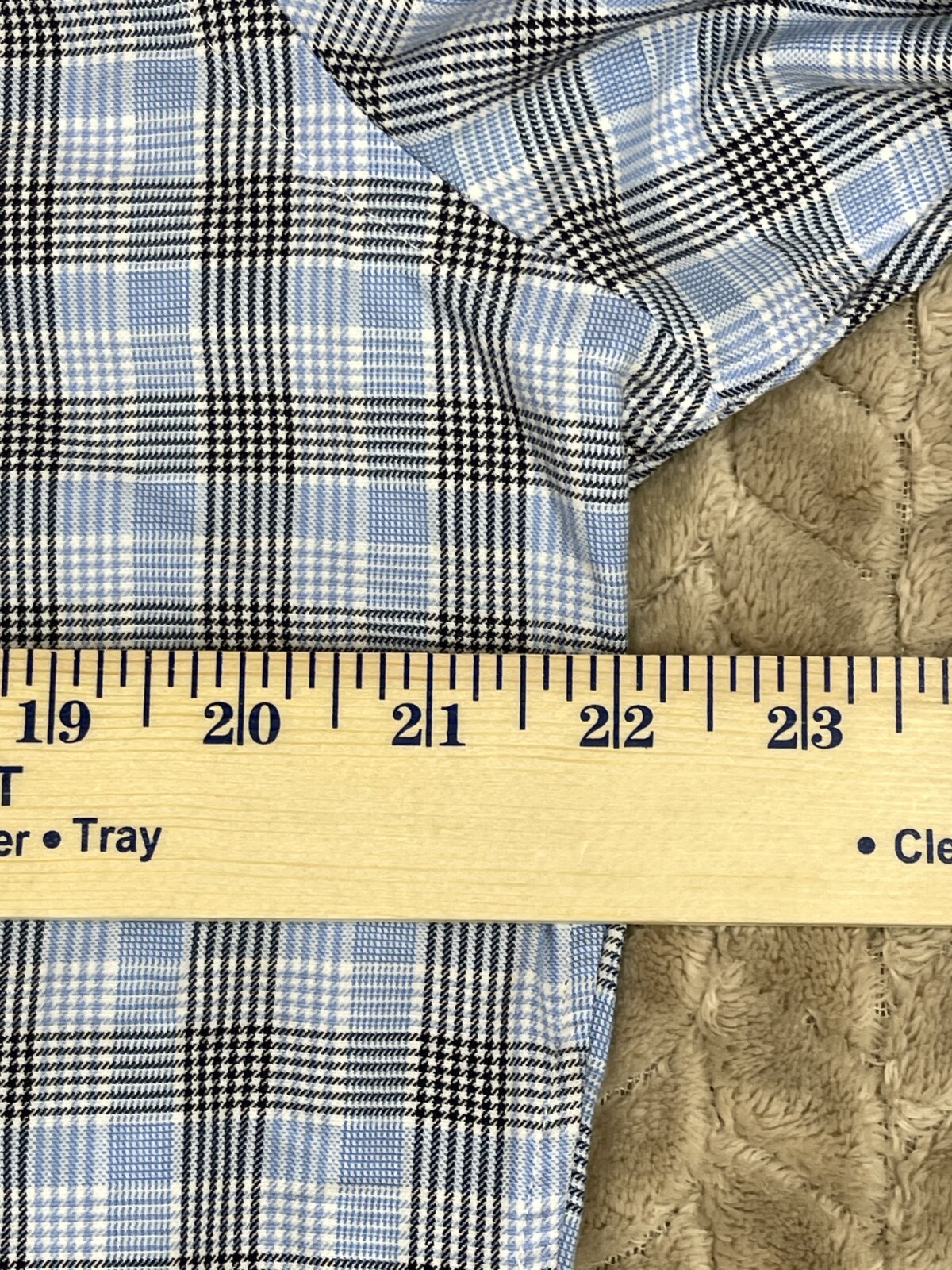 Nordstrom Shirt Men 16-32/33 Blue Plaid Tech Smart Trim Fit Long Sleeve Button