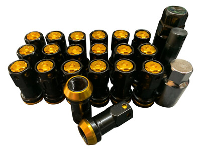 20 Schwarz Gold Radmuttern für Subaru Impreza Turbo WRX STI Alufelgen 12x1,25
