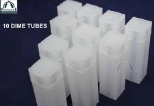 10 Square Dime Tubes / Archival Quality / Plastic Coin Tubes Made by Lighthouse
