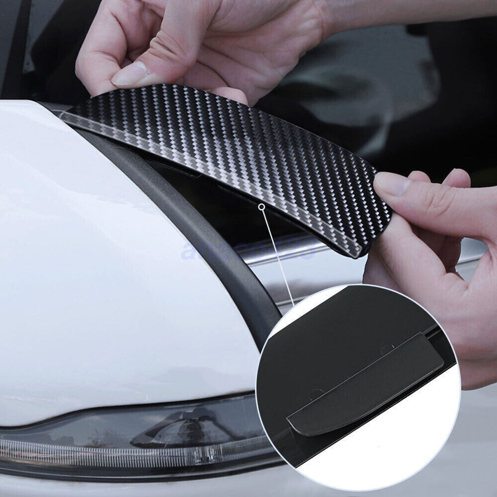 2X Car Accessories Rearview Mirror Rain Eyebrow Carbon Fiber Clip-on Visor Cover