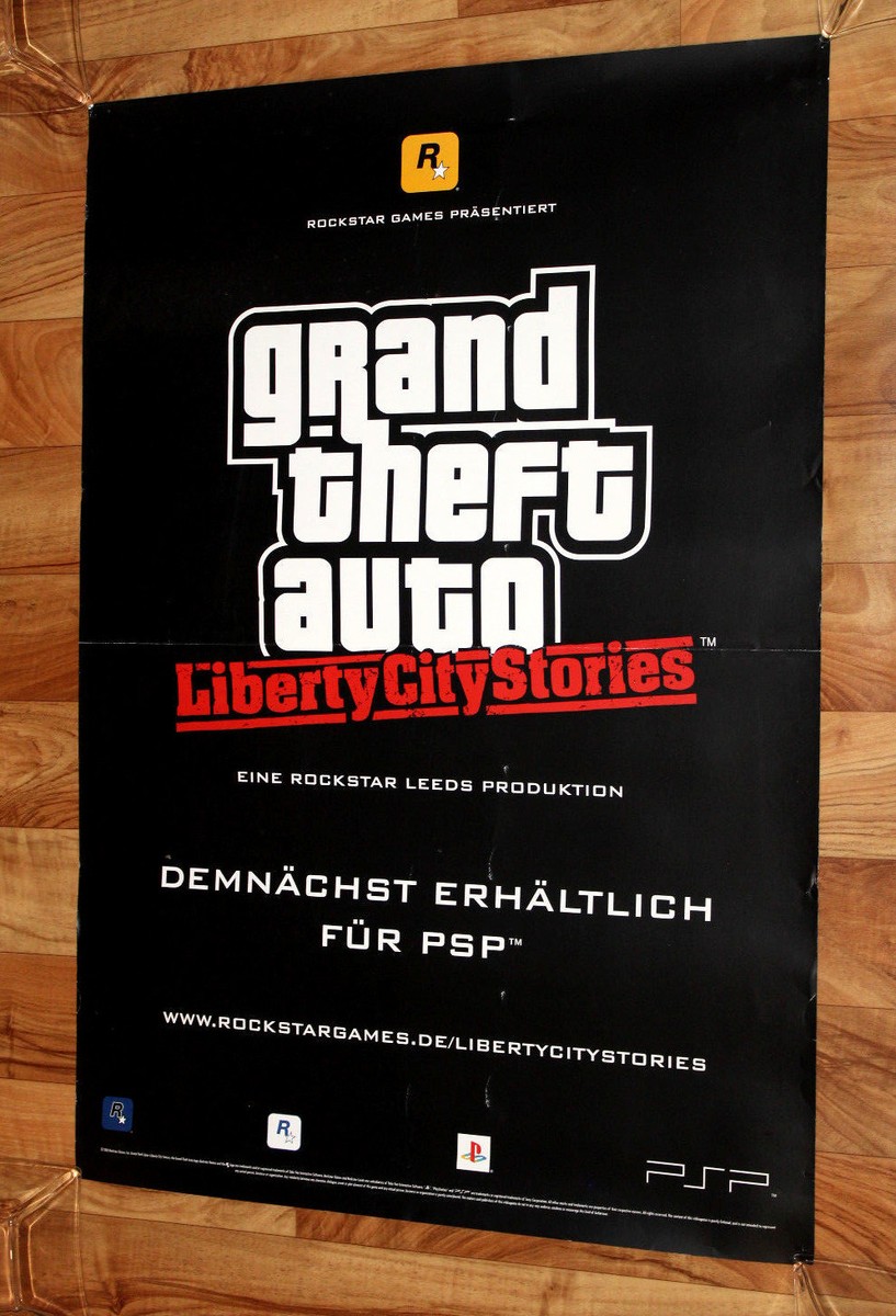 【超希少】GTA LCS グランドセフトオート B3販促ポスター Grand Theft Auto Liberty City Stories Rare Game Store Promo Poster