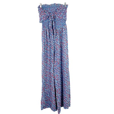 NWOT Patrons of Peace Floral Strapless Wide Leg Jumpsuit Blue Size Small S NEW