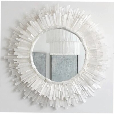Wall Mirror Selenite Mirror Selenite Sunburst Mirror Handmade Wall Mirror